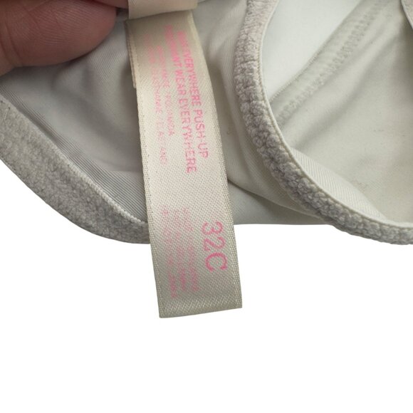 Victorias Secret Pink Wear Everywhere Push Up Bra 32C Lightly Padded Ivory Pink - Picture 6 of 6